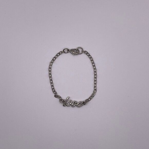 Macy's Women's Cursive Script Love Silver Bracelet - Picture 7 of 12